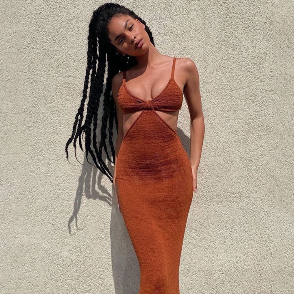 Knitted cut out maxi dress